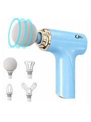 OlivLife Massage Gun for Back Pain – Cordless Rechargeable Deep Tissue Massager, 6 Speed, 4 Heads