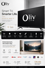 OlivLife 55 Inch 4K Ultra HD Smart Google LED TV | Dolby Audio with Voice Remote | Black