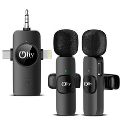 OlivLife 3 in 1 Bluetooth Wireless Microphone (Black, True Wireless)