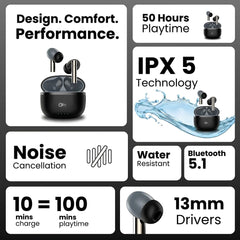 OlivLife FluxPods ANC earbuds blocking noise for focused work commute and travel