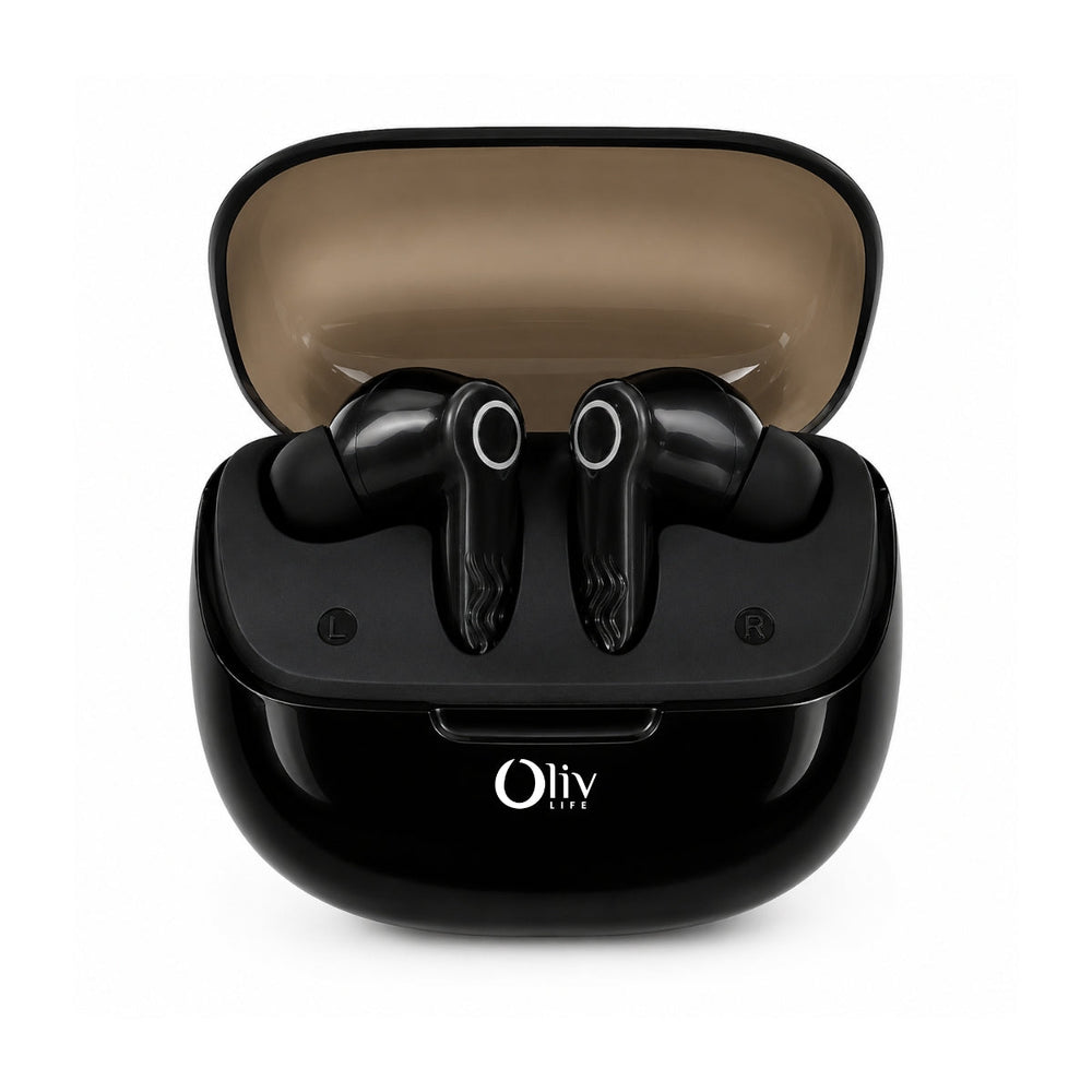 OlivLife Nero wireless earbuds with charging case