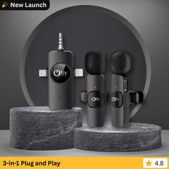 OlivLife 3 in 1 Bluetooth Wireless Microphone (Black, True Wireless)