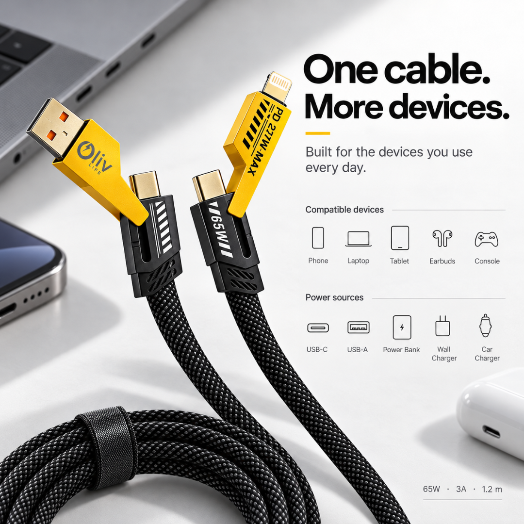 OlivLife 4 IN 1 Charging Cable 65W