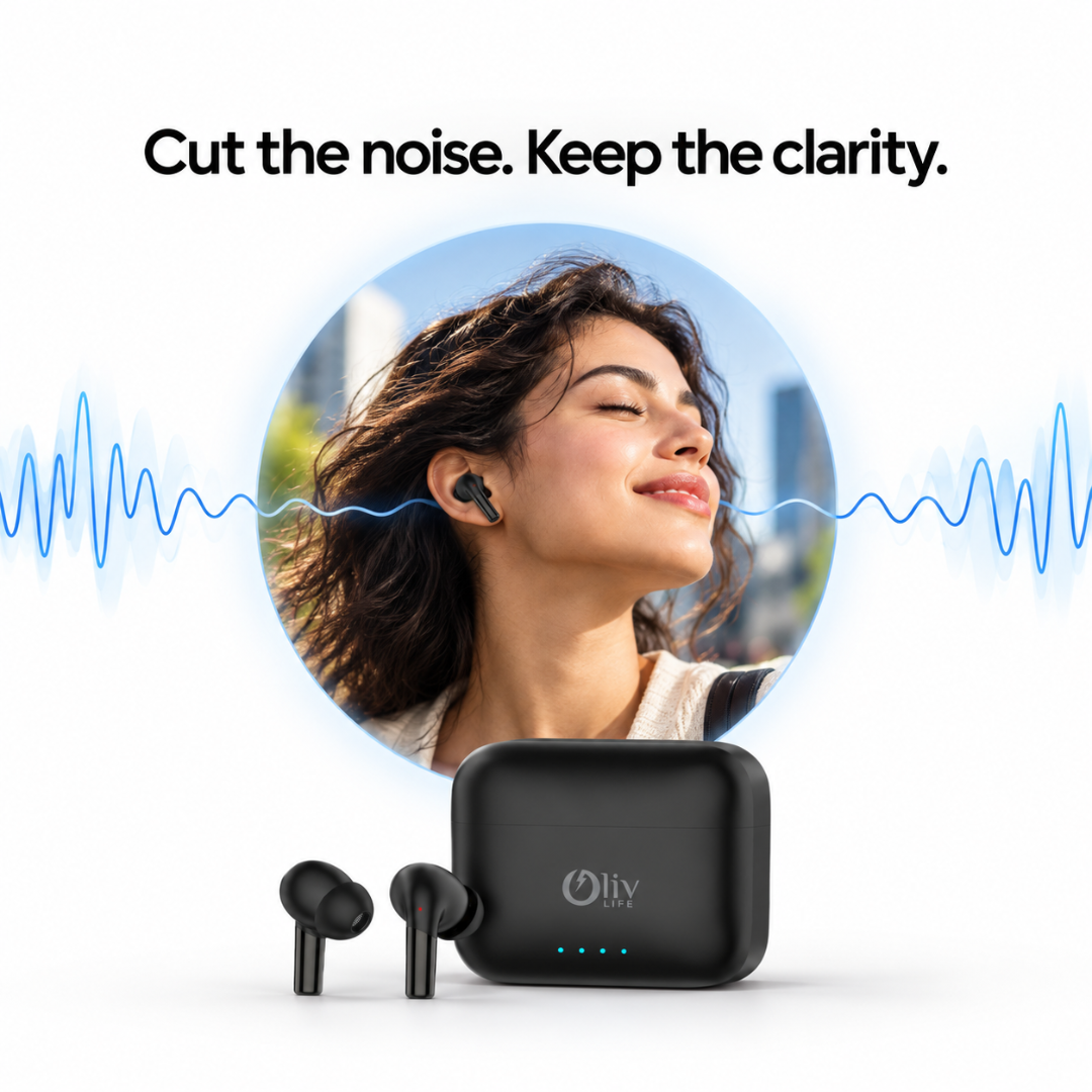 OlivLife Airdopes OL165 Wireless Earbuds with Deep Bass & IPX5 | Low Latency Gaming Mode