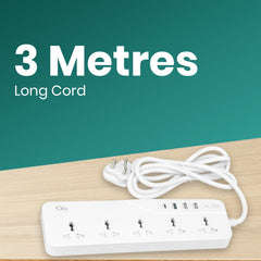 OlivLife 9-in-1 Extension Board with 5 Sockets, 3 USB & 20W Type-C PD Fast Charging