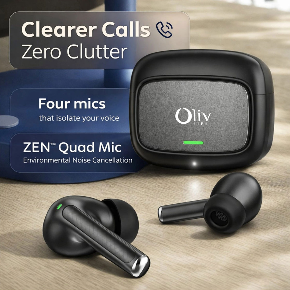 OlivLife Velo Wireless Earbuds – Hybrid ANC, Deep Bass, Crystal-Clear Mic | Bluetooth 5.3 | 30Hr Playtime
