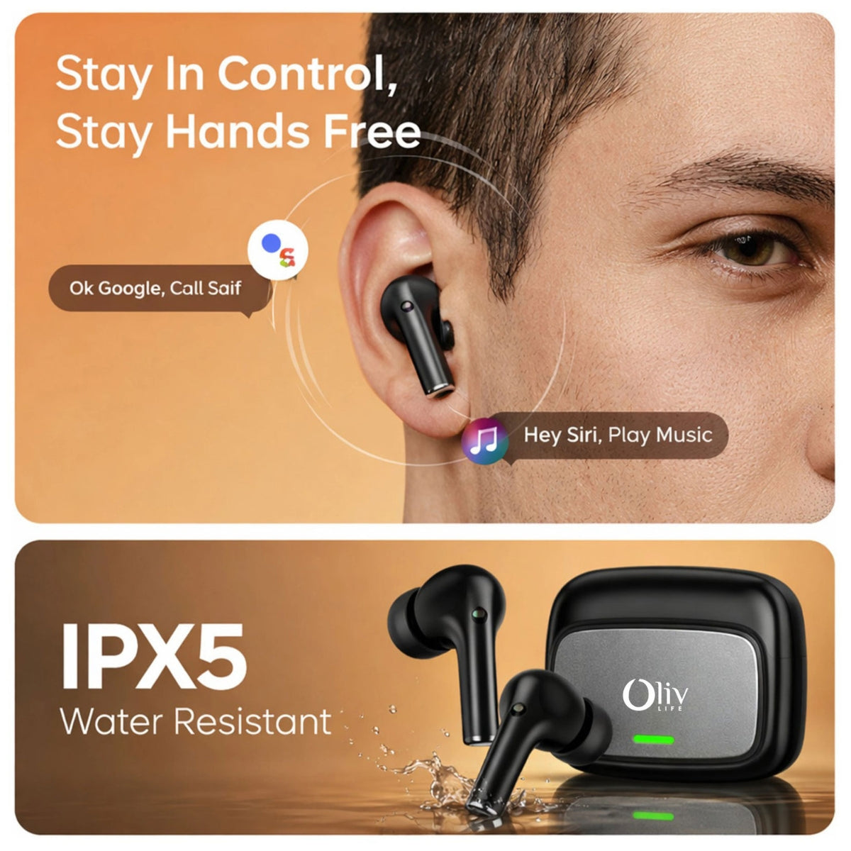OlivLife Velo Wireless Earbuds – Hybrid ANC, Deep Bass, Crystal-Clear Mic | Bluetooth 5.3 | 30Hr Playtime