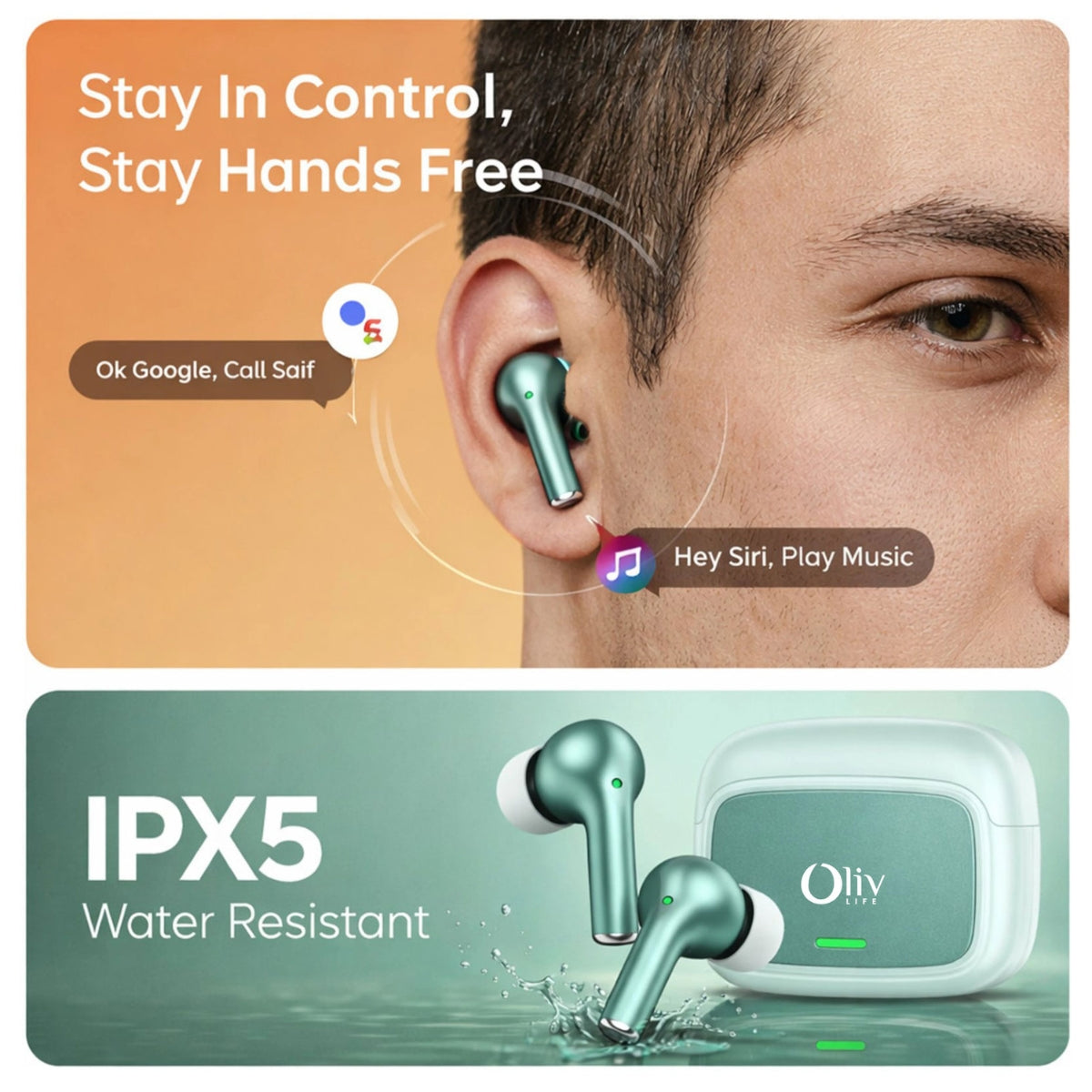 OlivLife Velo Wireless Earbuds – Hybrid ANC, Deep Bass, Crystal-Clear Mic | Bluetooth 5.3 | 30Hr Playtime