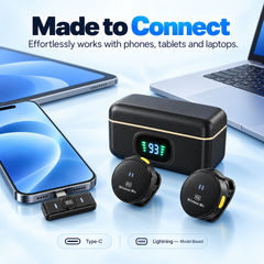 OlivLife Wireless Lavalier Microphone with Magnetic Clip & Display Screen