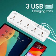 OlivLife 9-in-1 Extension Board with 5 Sockets, 3 USB & 20W Type-C PD Fast Charging