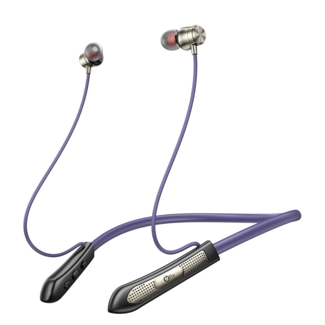 OlivLife HelooBand Bluetooth neckband blue – 30-hour battery, super-fast charging, deep bass wireless neckband earphones under 1000 India
