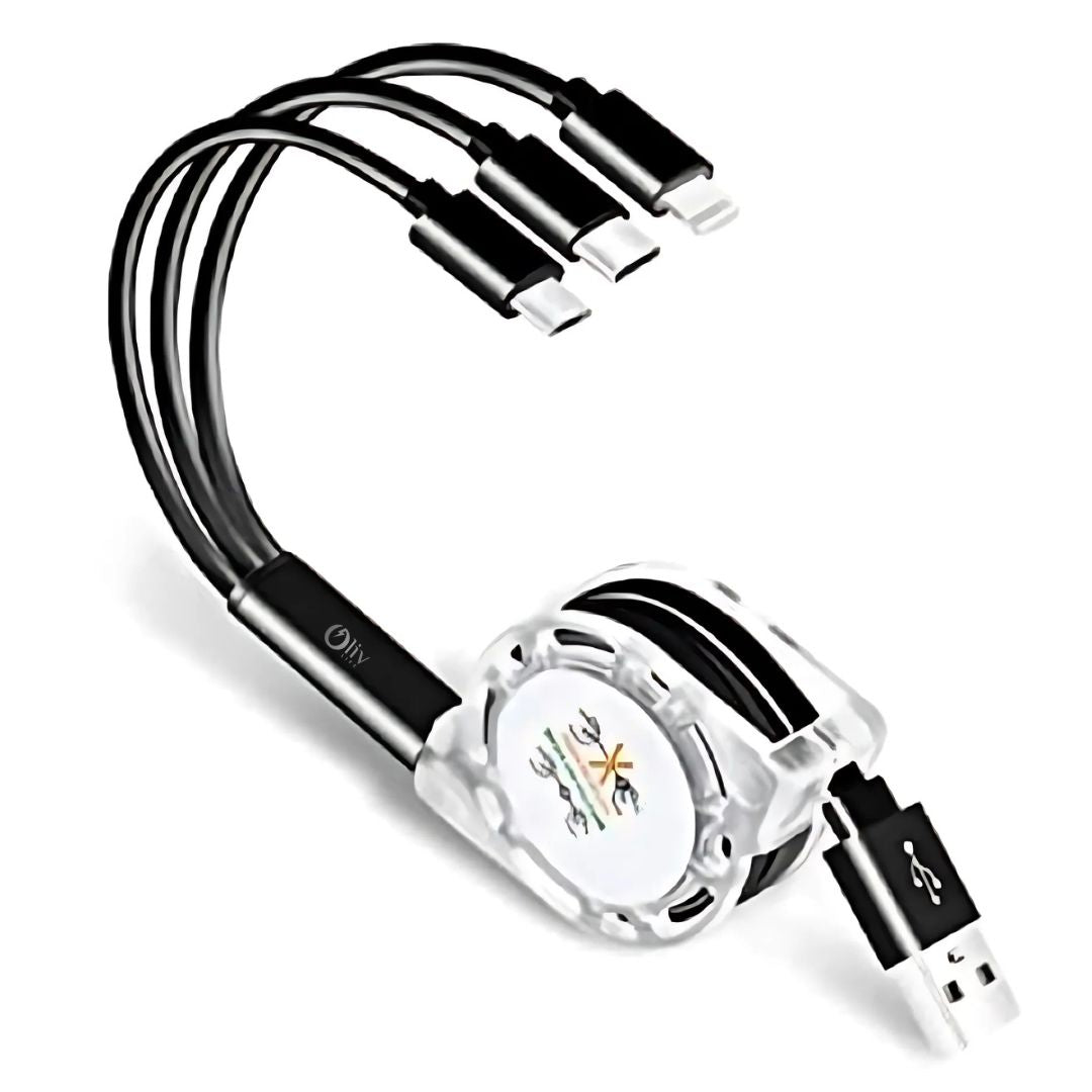  OlivLife 3-in-1 cable fast charging for iPhone Samsung OnePlus and all smartphones India