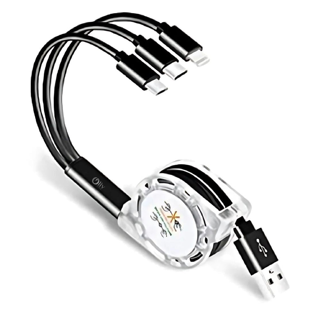  OlivLife 3-in-1 cable fast charging for iPhone Samsung OnePlus and all smartphones India