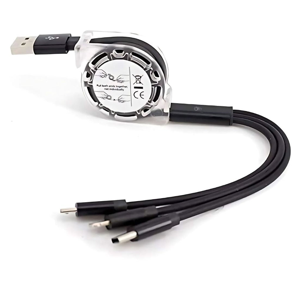  OlivLife 3-in-1 universal cable works with any USB-A wall charger power bank and car charger