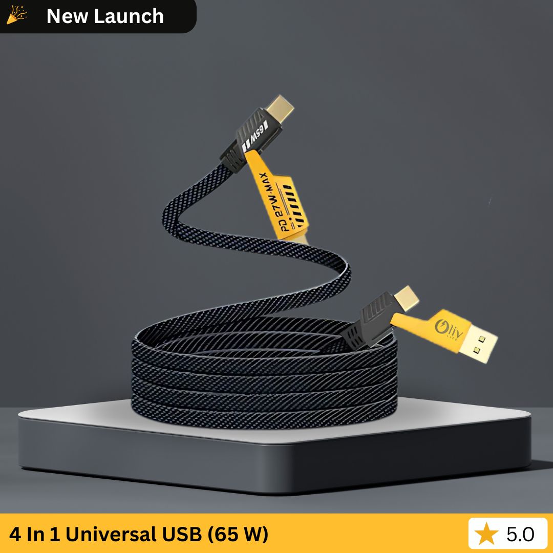 OlivLife 4-in-1 cable USB-A USB-C Lightning Micro-USB connectors for iPhone Android MacBook
