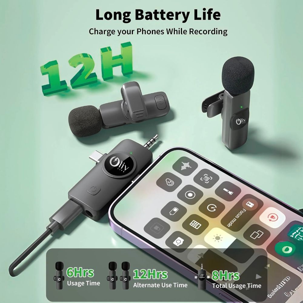 OlivLife 3 in 1 Bluetooth Wireless Microphone  (Black, True Wireless)