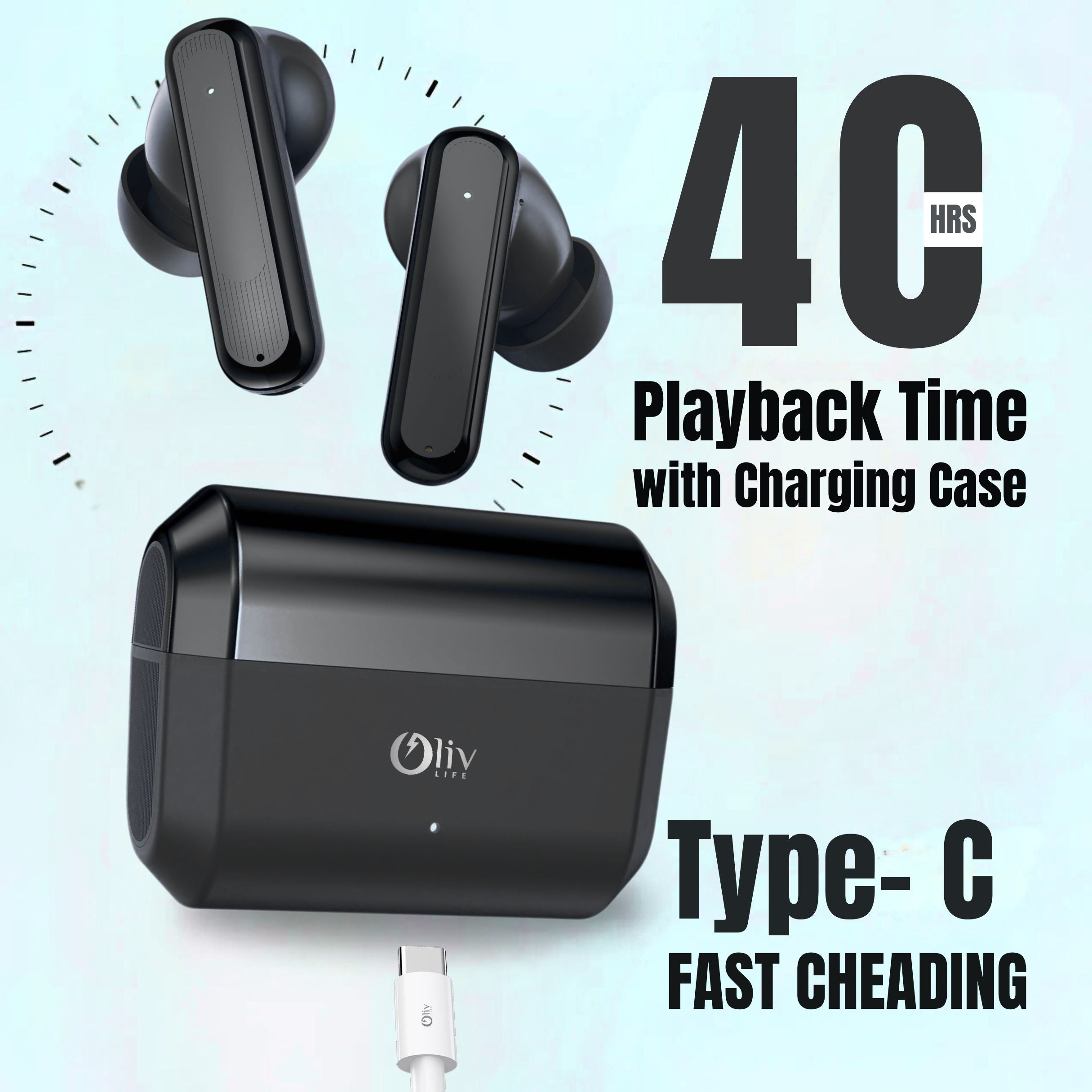 OlivLife AURA Wireless Earbuds (Black) Cheq