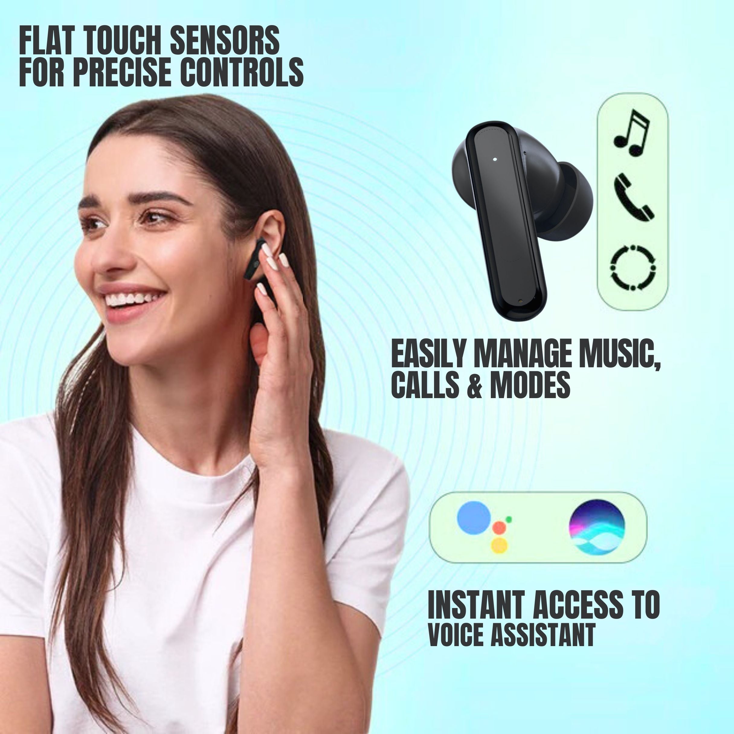 OlivLife AURA Wireless Earbuds (Black) Cheq
