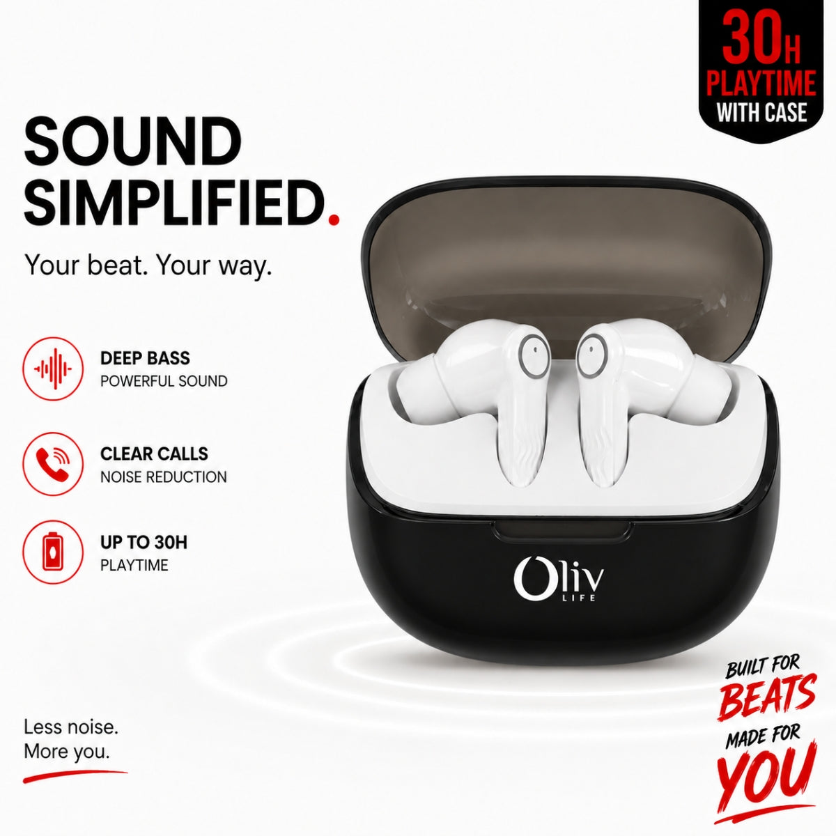 OlivLife Nero earbuds with Bluetooth 5.3 connectivity