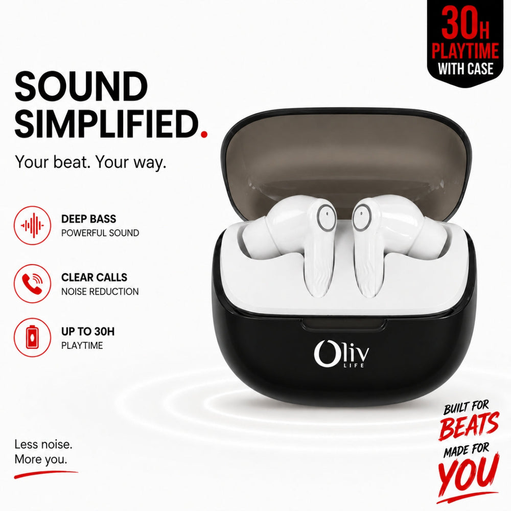 OlivLife Nero earbuds with Bluetooth 5.3 connectivity