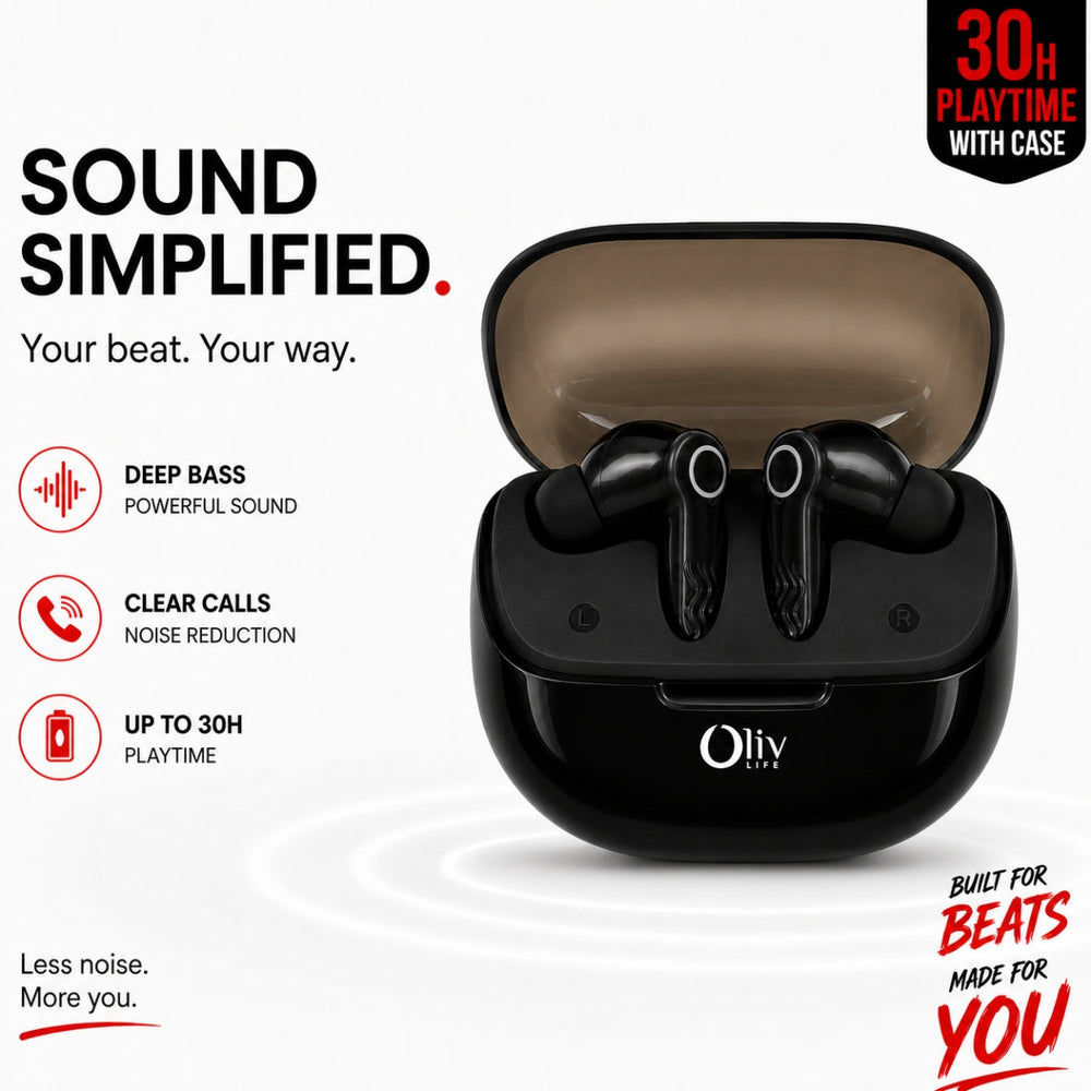 OlivLife Nero wireless earbuds with smart touch controls