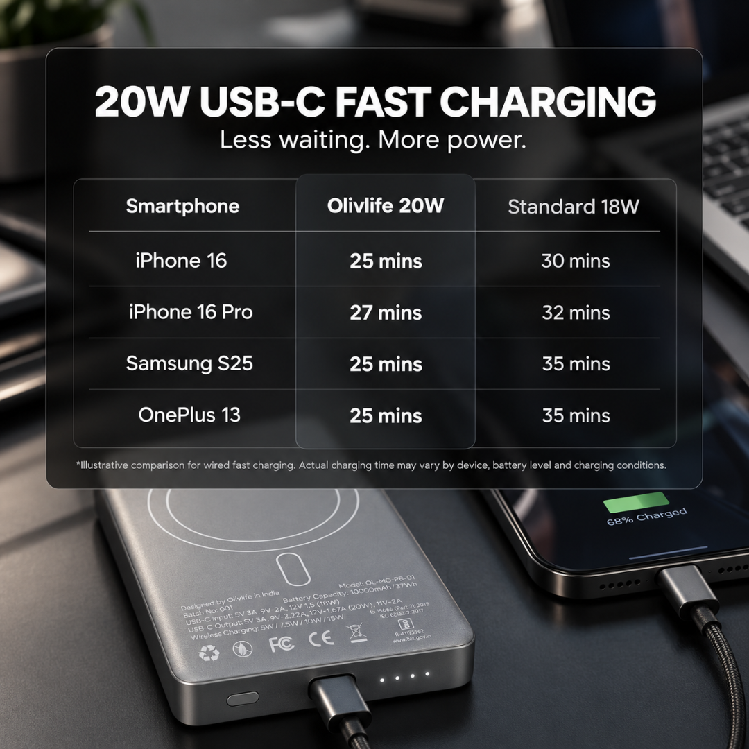 magnetic wireless power bank Charing times
