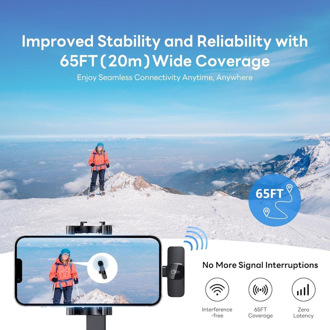 OlivLife wireless mic 20 metre range for presentations recording 